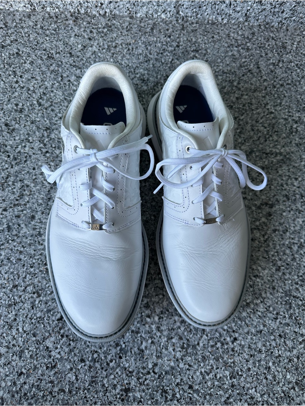 White Adidas Men's Leather Golf Shoes